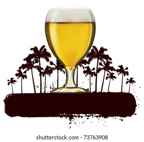 big cup of beer with summer banner