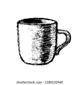 Big cup of coffee. Vector illustration. White background color.