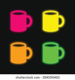 Big Cup four color glowing neon vector icon
