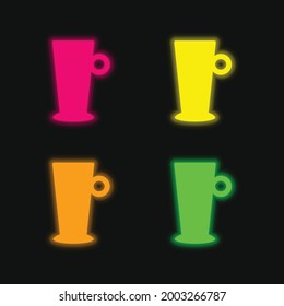 Big Cup four color glowing neon vector icon