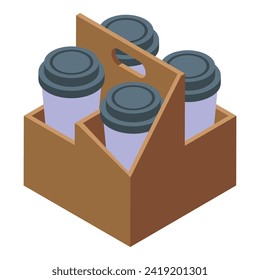 Big cup holder icon isometric vector. Pack template. Cold label lid