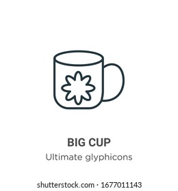 Vektorillustration-Icon für große Becher. Dünne schwarze Tasse Symbol, einfache flache Vektorillustration-Elementgrafik aus bearbeitbarem ultimativem Glyphiloskonzept einzeln auf weißem Hintergrund