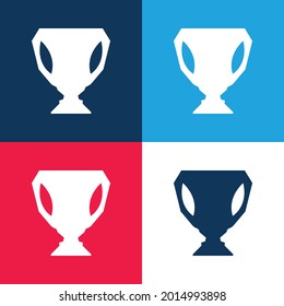 Big Cup Trophy Shape blue and red four color minimal icon set