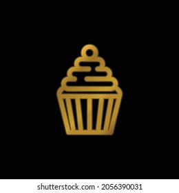 Big Cupcake mit Cherry-goldplattierter Metallic-Symbol oder Logo-Vektorgrafik
