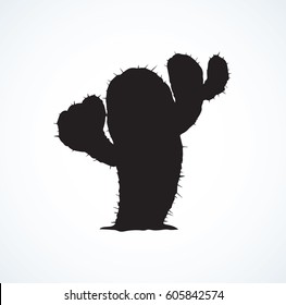 Big cute Cactaceae peyote on white backdrop. Dark ink hand drawn picture logo in retro style. View closeup with space for text on sky