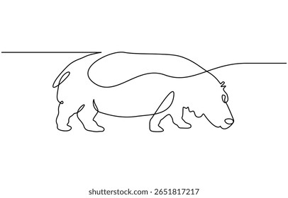 Ilustração de arte de linha simples de hipopótamo grande bonito. Um desenho contínuo de uma linha de design de hipopótamo, Ícone selvagem selvagem selvagem animal vetor.