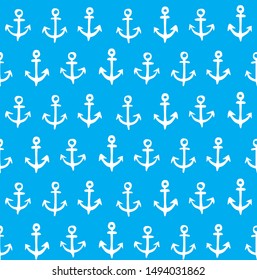 Big cute rough iron anchor on light cyan color water fond. Freehand outline dark hand drawn concept object design logo sign texture sketchy in ancient art scribble etched print style on paper space