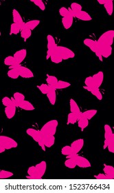Big cute wild fly hexapod bug isolated on dark backdrop. Hand drawn vibrant rose crimson color pictogram emblem in art retro design print style. View closeup on deep night sky