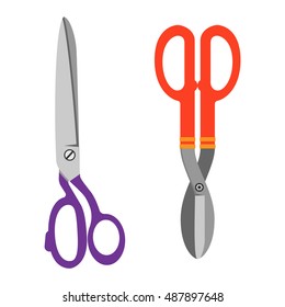 Big cutter scissors vector illustration tool isolated on white background. Shears for gardening, hobby or hairstyle company design element