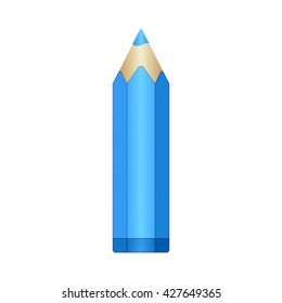 Big cyan pencil with sharpened lead. Vector EPS10