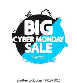 Big Cyber Monday Sale, banner design template, vector illustration