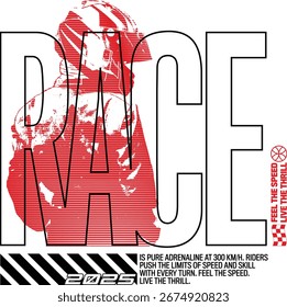 Großes Rennen mit Typografie, abstrakter Hintergrund, handgezeichnete Vektorgrafik