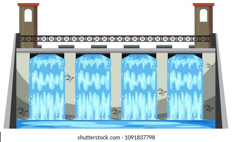 A Big Dam on White Background illustration