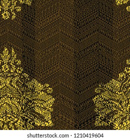 Big damask pattern with ethnic motifs on the ground seamless and vector 