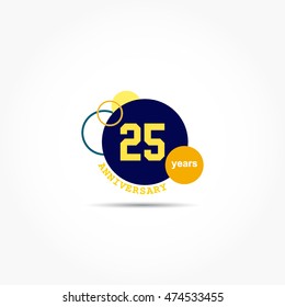 big dark blue circle with some small circle arround with orange number on it for anniversary logo vector
