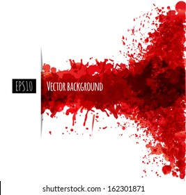 Big dark red splash on white background. Vector illustration. Grunge background with place for your text. 