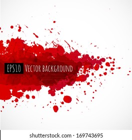 Big dark red splash on white background. Vector illustration. Grunge background with place for your text. 