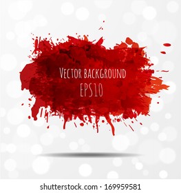 Un gran salpicón rojo oscuro sobre fondo blanco. Ilustración vectorial. Borra el fondo con lugar para el texto. 