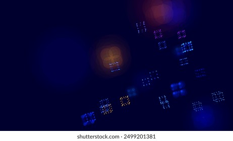 Big Data 3D Digital Cubes Quantum Computer Server Concept Background. 3D Blockchain Cube Blocks Concept. Data Core Abstract Cubes. Artificial Intelligence HUD Design Element. Vector Illustration.