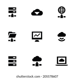 big data 9 icons set, isolated, black on white background