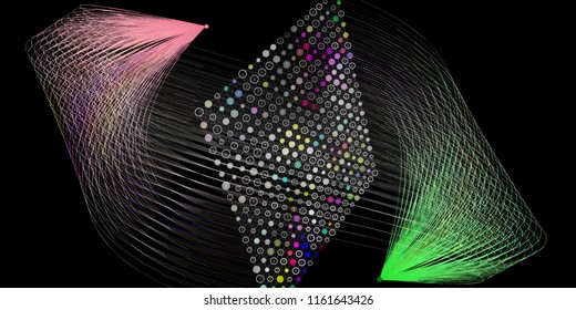 Big data. Abstract colorful information sorting visualization. Social network, and financial analysis of complex databases. Vector data graphic.