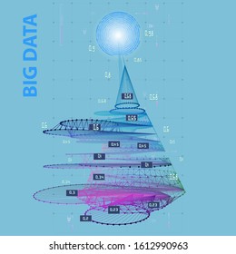 Big data. Abstract concept of radial algorithm analytics. Quantum virtual cryptography. Business visualization of artificial intelligence.