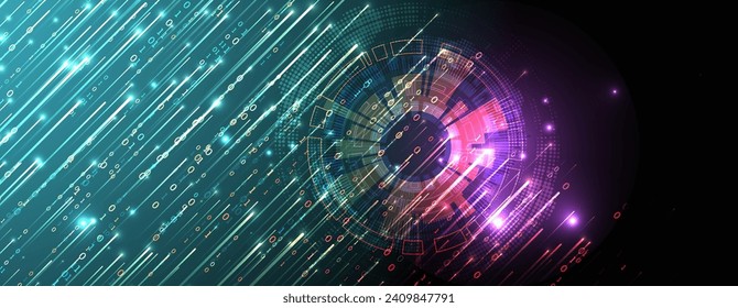 Big Data. Abstract digital futuristic vector illustration on technology background. Data mining and management concept. Hand drawn art.