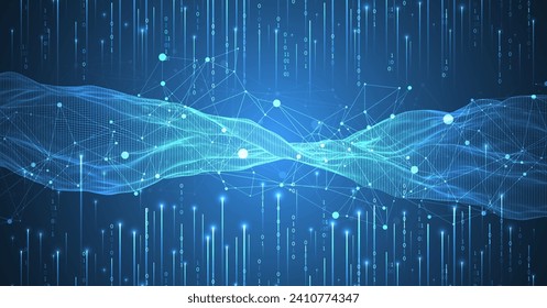 Big Data. Abstract digital futuristic wireframe vector illustration on technology background. Data mining and management concept. Hand drawn art.