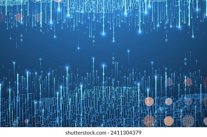 Big Data. Abstract digital futuristic vector illustration on technology background. Data mining and management concept. Hand drawn art.