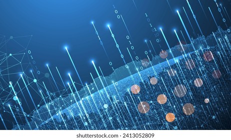 Big Data. Abstract digital futuristic vector illustration on technology background. Data mining and management concept. Hand drawn art.
