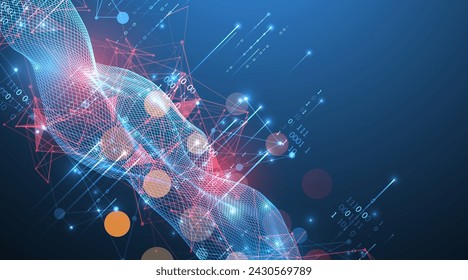 Big Data. Abstract digital futuristic vector illustration on technology background. Data mining and management concept. Hand drawn art.