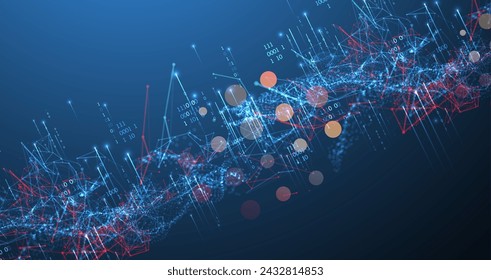 Big Data. Abstract digital futuristic vector illustration on technology background. Data mining and management concept. Hand drawn art.