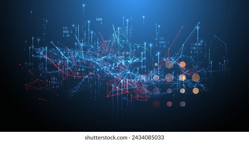 Big Data. Abstract digital futuristic vector illustration on technology background. Data mining and management concept. Hand drawn art.