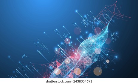 Big Data. Abstract digital futuristic vector illustration on technology background. Data mining and management concept. Hand drawn art.