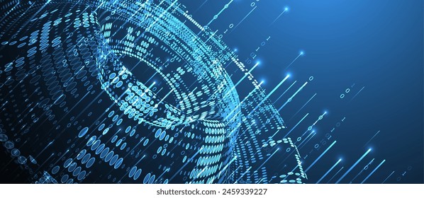 Big Data. Abstract digital futuristic wireframe vector illustration on technology background. Data mining and management concept. Hand drawn art.