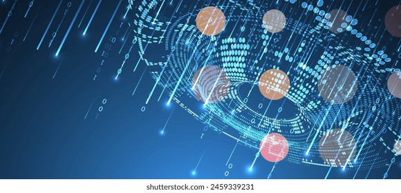 Big Data. Abstrakte digitale futuristische Drahtmodell-Vektorillustration auf technologischem Hintergrund. Data Mining- und Managementkonzept. Handgezeichnete Kunst.