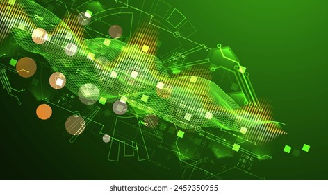 Big Data. Abstrakte digitale futuristische Vektorillustration auf Technologie Hintergrund. Data Mining- und Managementkonzept. Handgezeichnete Kunst.