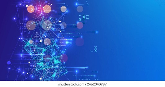 Big Data. Abstract digital futuristic vector illustration on technology background. Data mining and management concept. Hand drawn art.