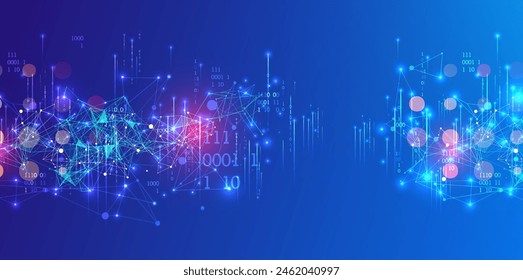 Big Data. Abstract digital futuristic vector illustration on technology background. Data mining and management concept. Hand drawn art.