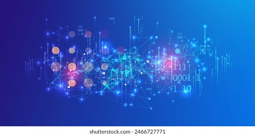 Big Data. Abstract digital futuristic vector illustration on technology background. Data mining and management concept. Hand drawn art.