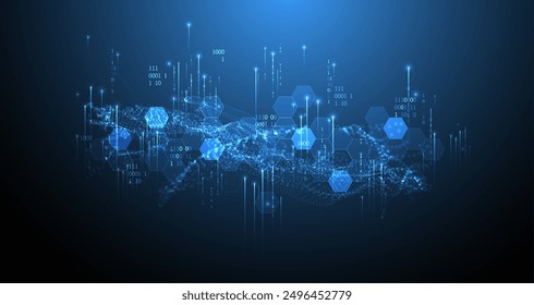 Big Data. Abstractas Ilustración vectorial futurista digital sobre fondo tecnológico. Concepto de minería y gestión de datos. Arte dibujado a mano.