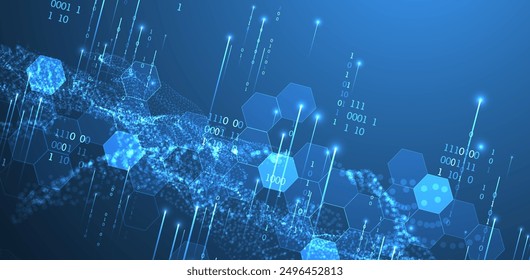 Big Data. Abstract digital futuristic vector illustration on technology background. Data mining and management concept. Hand drawn art.