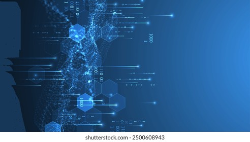 Big Data. Abstract digital futuristic vector illustration on technology background. Data mining and management concept. Hand drawn art.