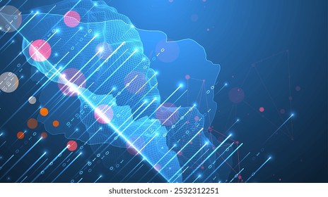 Big Data. Abstract digital futuristic wireframe vector illustration on technology background. Data mining and management concept. Hand drawn art.