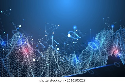 Big Data. Abstract digital futuristic vector illustration on technology background. Data mining and management concept. Hand drawn art.