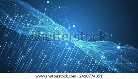 Big Data. Abstract digital futuristic wireframe vector illustration on technology background. Data mining and management concept. Hand drawn art.