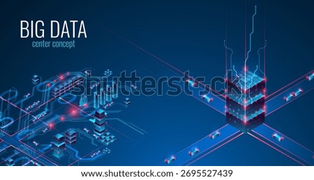 Big Data. Abstract digital futuristic vector illustration on technology background. Data mining and management concept. Hand drawn art.