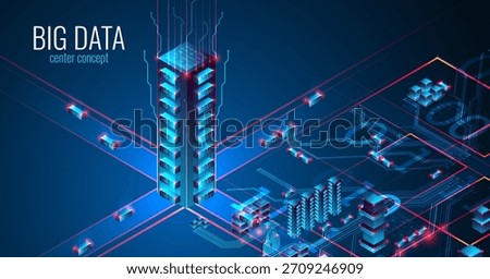 Big Data. Abstract digital futuristic vector illustration on technology background. Data mining and management concept. Hand drawn art.