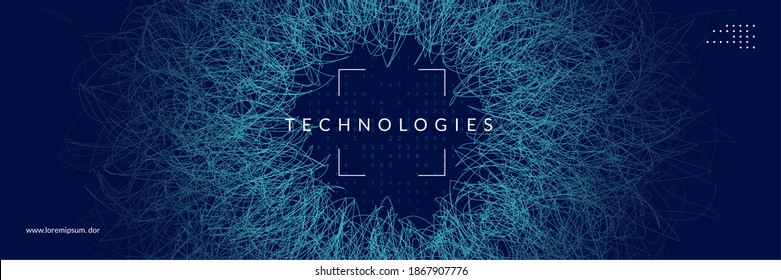 Big data abstract. Digital technology background. Artificial intelligence and deep learning concept. Tech visual for communication template. Wavy big data abstract backdrop.