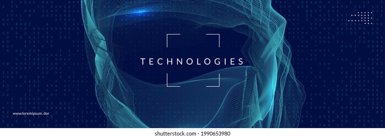 Big data abstract. Digital technology background. Artificial intelligence and deep learning concept. Tech visual for industry template. Neural big data abstract backdrop.